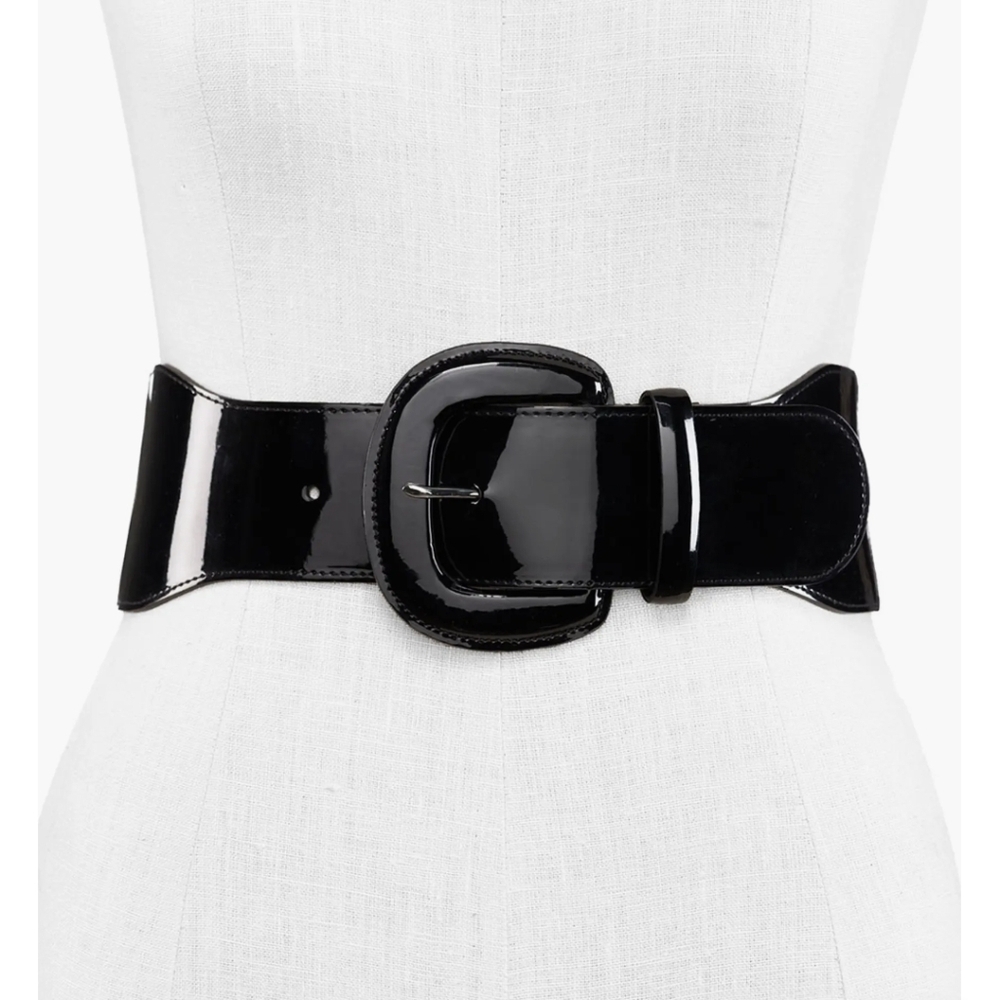 Lauren Ralph Lauren Black Patent Leather Waist Cincher Belt Sz S Fits S/M